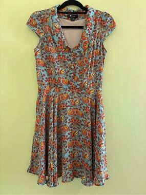 Fox and Hen V-Neck Paisley Dress
